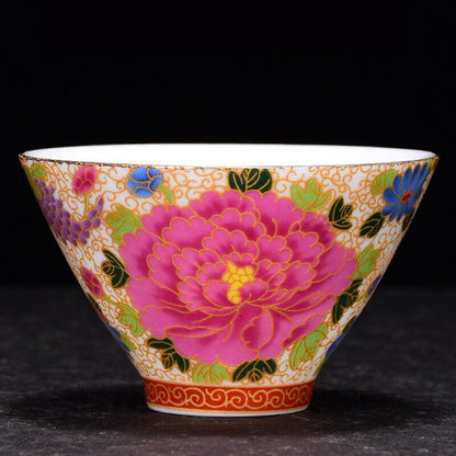 Chinese Enamel Painted Ceramic Teaset Vintage Teacup Eco-friendly Wine Mug Gift