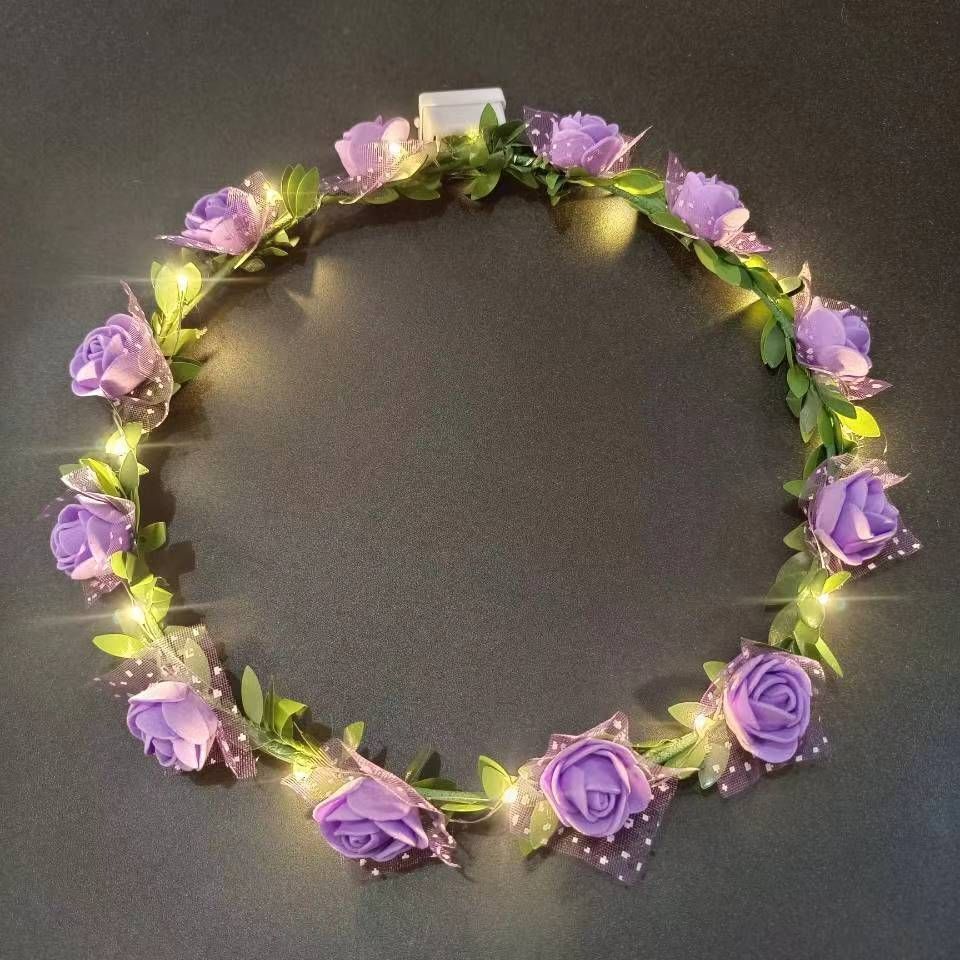 Flower Headband Glowing Garland Wedding Party Crown LED Lights Luminous Headwear