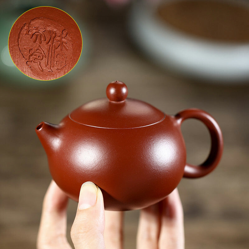 Authentic Yixing Zisha Teapot Handmade Xishi Pot Marked Ball Shaped Infuser Hole