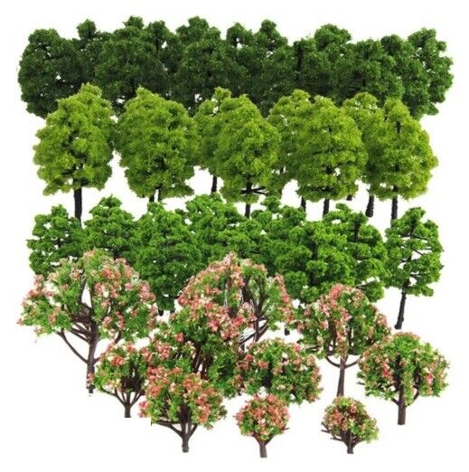 Artificial Miniature Tree 20-70Pcs Plastic Train Scenery Railroad Building Decor