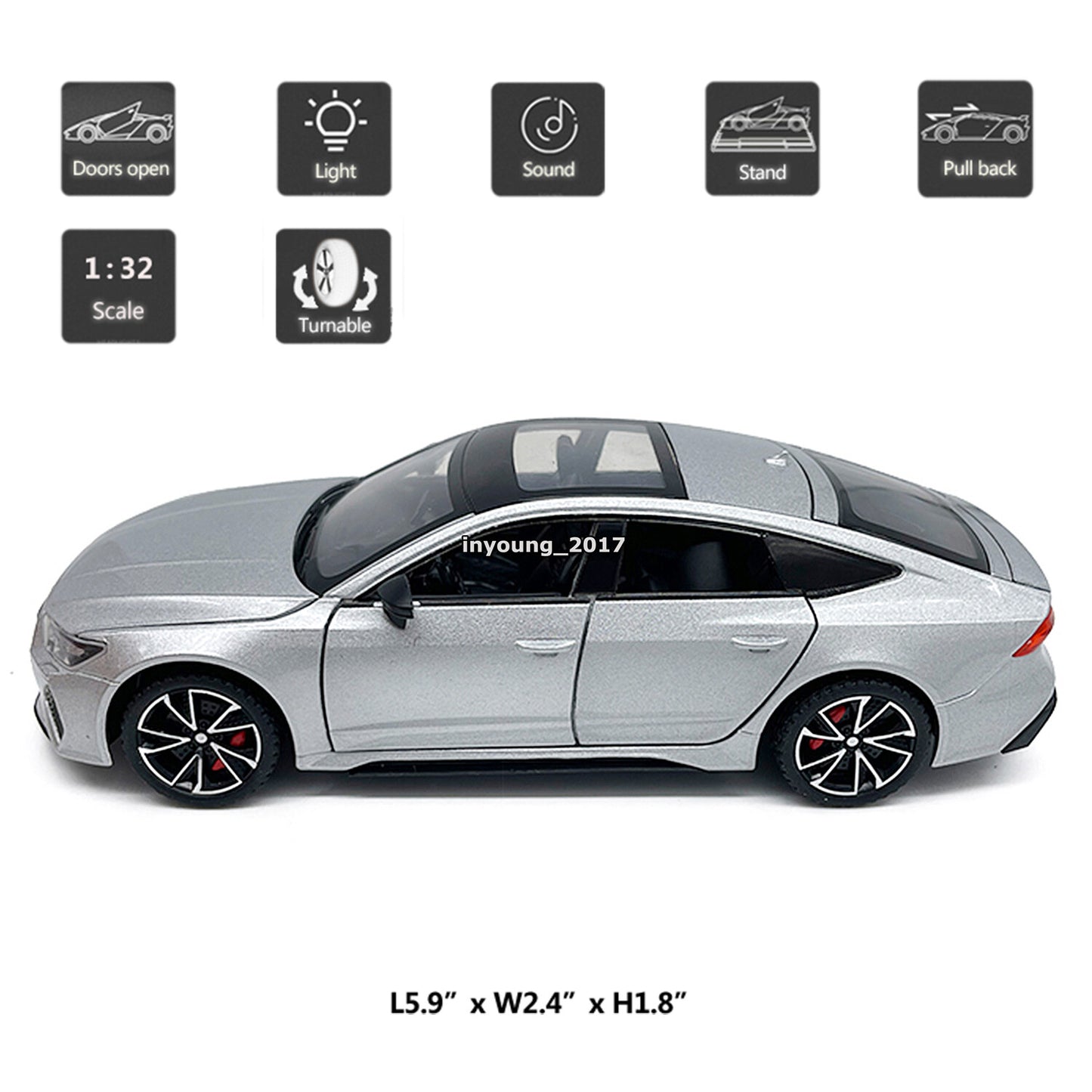 1/32 Scale Audi RS7 Model Car Metal Diecast Toy Cars Boys Toys for Kids Gifts