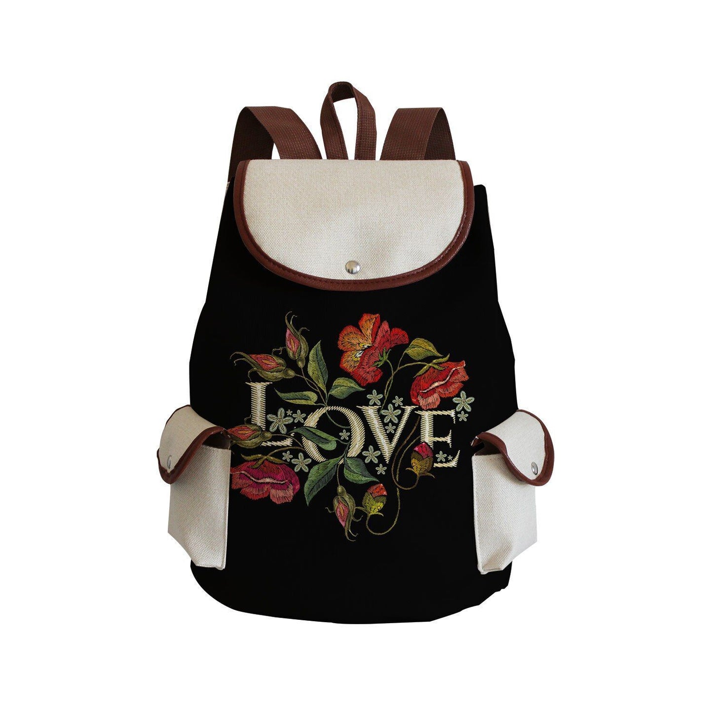 Vintage Drawstring Backpacks Large Practical Portable Linen Shoulders Bags 1 PC