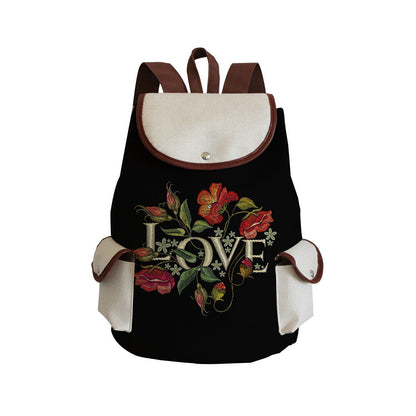 Vintage Drawstring Backpacks Large Practical Portable Linen Shoulders Bags 1 PC