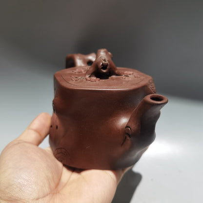 Yixing Zisha Clay Teapot Red Mud Plum Blossom Tree Stump Pot Yuan Youjun Mark