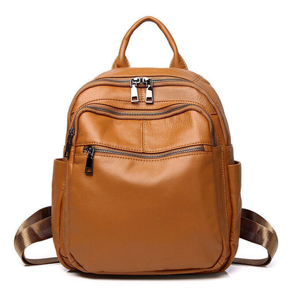 New Soft Leather Backpack, Women's Top Cow Leather Travel Rucksack School Bags
