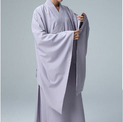 Cotton Shaolin Buddhist Monk Dress Meditation Long Robe Gown Kung Fu Uniform New