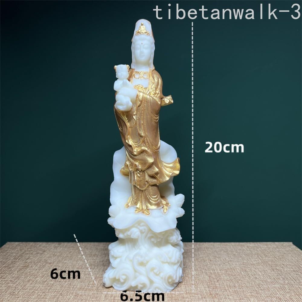20cm Green Tara Guanyin Bodhisattva Statue on Lotus Altar Buddhist Decor