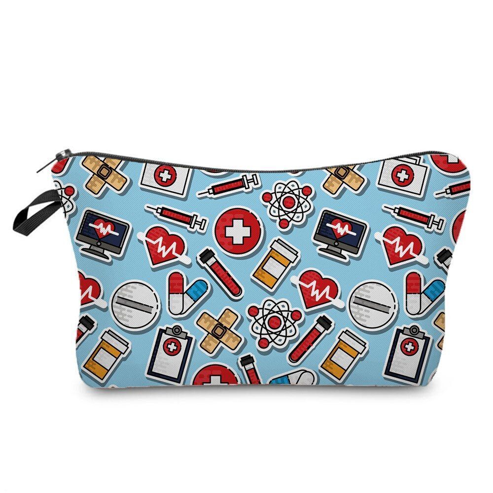 Nurse Pattern Cosmetics Bags Printed Makeup Purse Fashion Toiletry Storage Bags