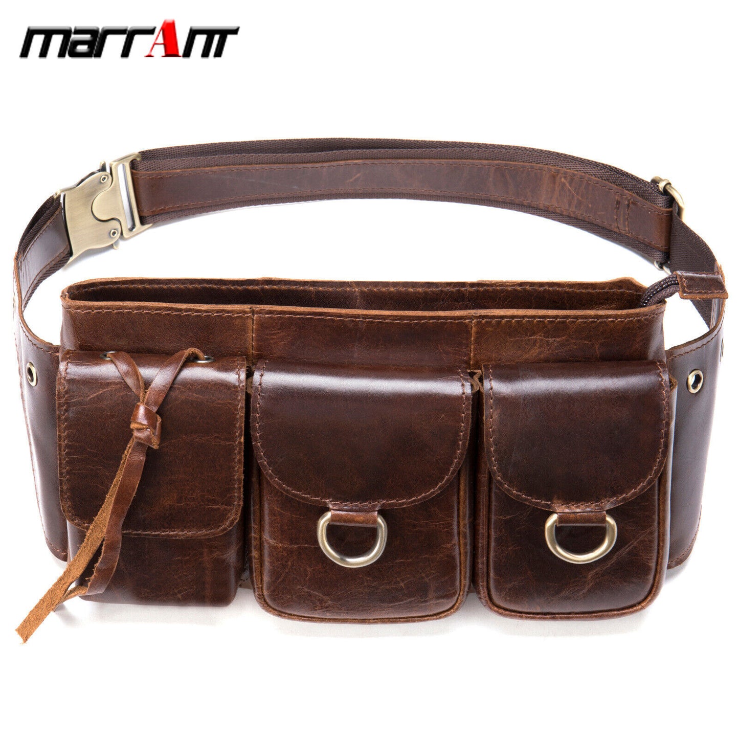 Motorcycle Outdoor Real Leather Men's Waist Fanny Pack Crossbody Sling Bag