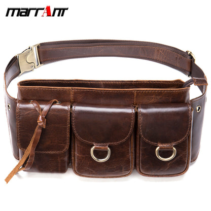 Motorcycle Outdoor Real Leather Men's Waist Fanny Pack Crossbody Sling Bag