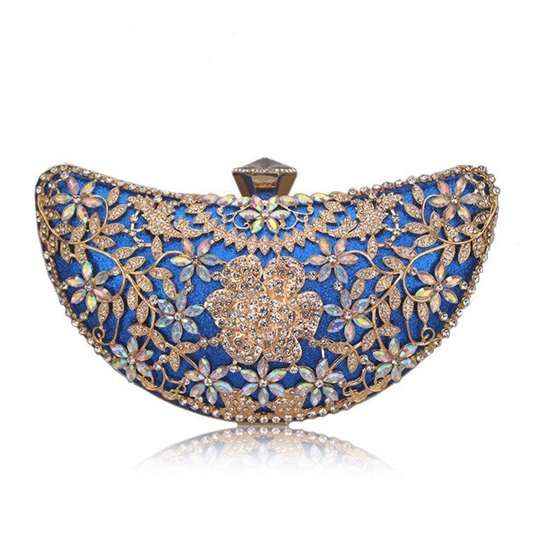 Women Clutch Evening Bag Hollow Out Metal Wedding Sequined Shoulder Bag Purses