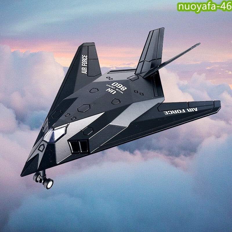 1/100 F-117 Stealth Bomber Alloy Fighter Aircraft Model Plane w/Sounds Light Toy