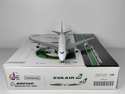 1:400 JC Wings EVA AIR BOEING B747-400 Passenger Airplane Diecast Aircraft Model