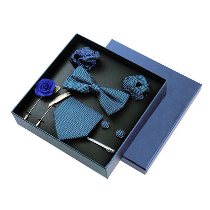 Men Ties 9Pcs Necktie Set Formal Luxury Wedding Cravat Pocket Square Silk Bowtie