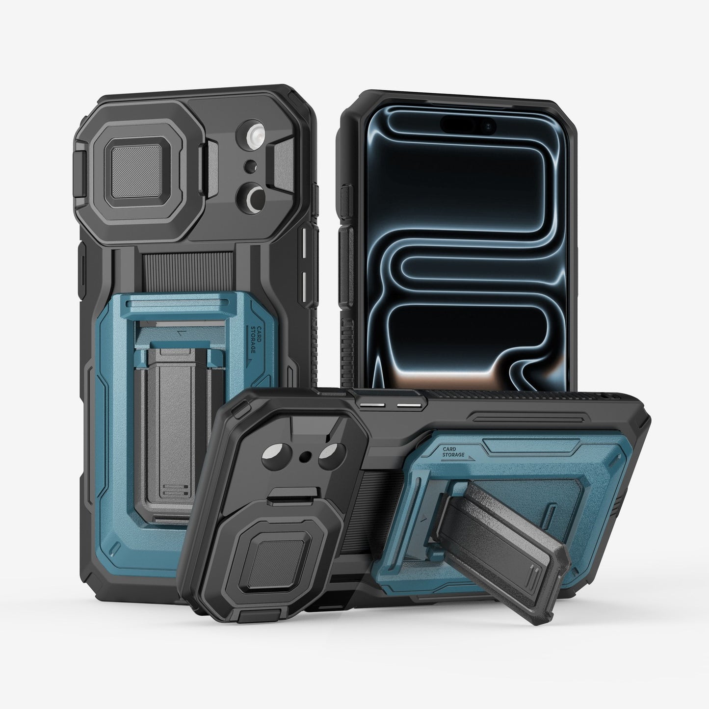 Rugged Mobile Phone Case with Card Slot F for iphone 17/16/15/14/13 Pro Max Plus