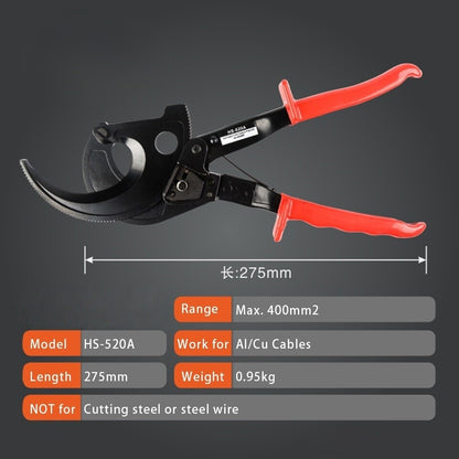 IWISS HS-520A Ratchet Cable Cutter Tools Cutting Range Max. 400mm2