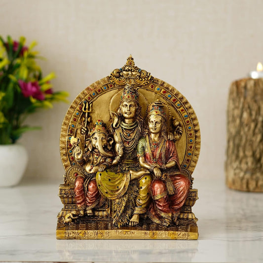 Hindu God Lord Shiva Parvati Shiv Parivar With Ganesh Statue Idol Figurine