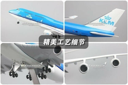 1:150 47CM KLM BOEING 747-400 Airplane Led Sound- controlled Light Resin Model