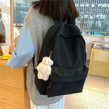 Solid Color Backpack Canvas Waterproof Schoolbag Teenager Bookbags 42*12*31 CM