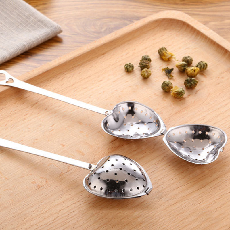 Tea Infuser Stainless Steel Heart Shape Spoon Tea Strainer Herbal Filter Handle