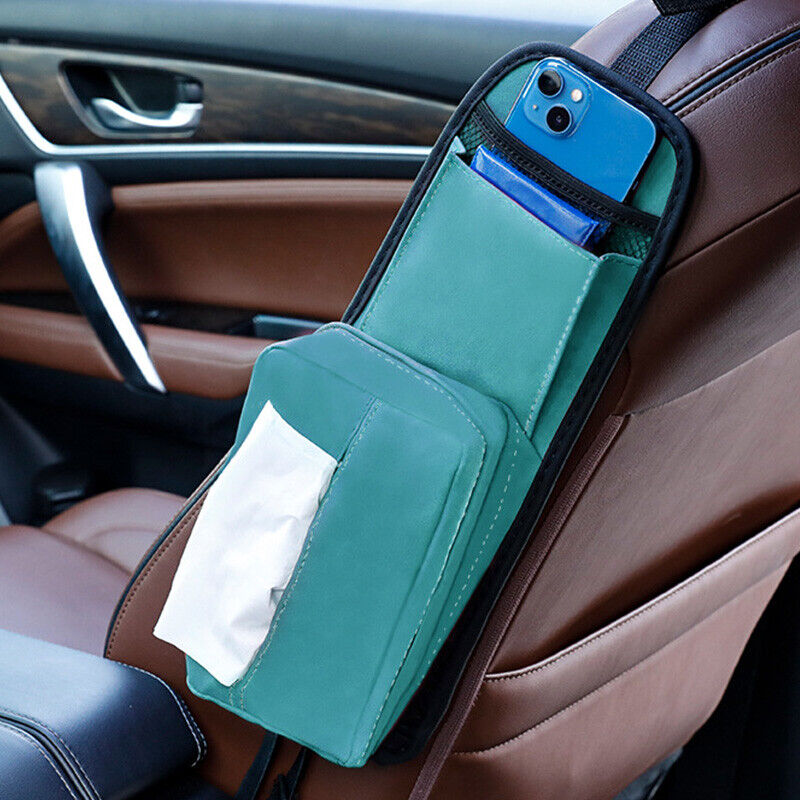 Car Seat Side Storage Organizer Phone Pocket Hanging Tissue Box Storage Bag