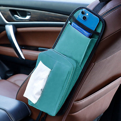 Car Seat Side Storage Organizer Phone Pocket Hanging Tissue Box Storage Bag