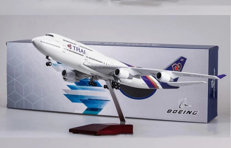 1:150 47CM THAI BOEING 747-400 Plane Aeroplane Landing Gear Resin Aircraft Model