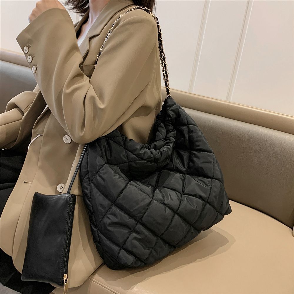 Cotton Padded Large Chain Shoulder Bags Quilted Nylon Shopper Hobo Handbags 1 PC