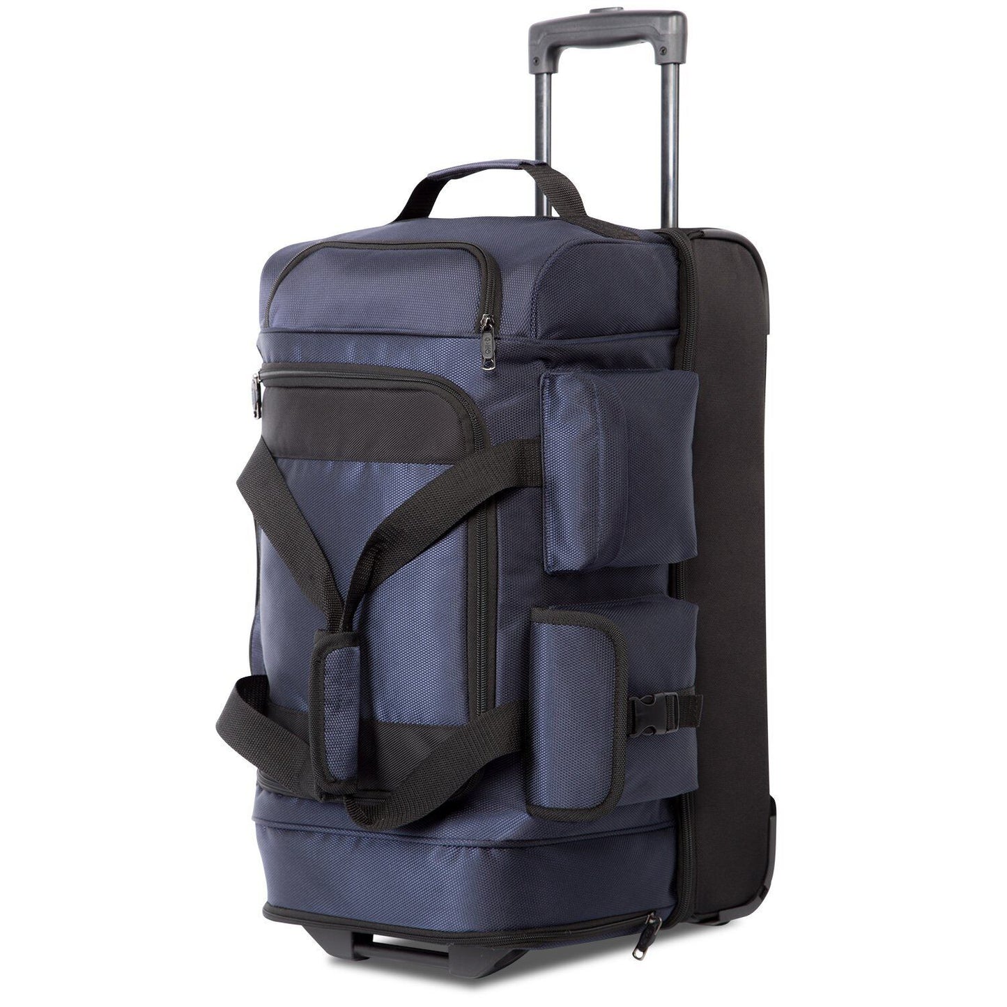 Coolife Rolling Duffel Travel Bag Wheeled Suitcase 22in, blue