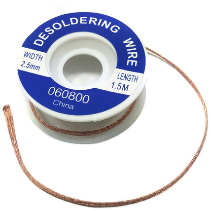 3 Pack Desoldering Wick, 2.5mm Width, 5' Length for Solder Removal