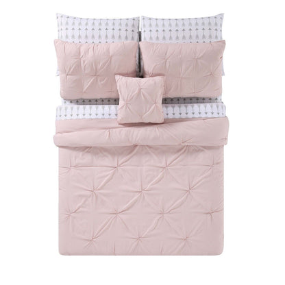 Truly Soft Everyday - Arrow Pleated Blush Queen Bed in a Bag - Queen,