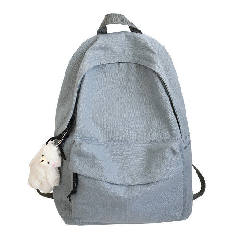 Solid Color Backpack Canvas Waterproof Schoolbag Teenager Bookbags 42*12*31 CM