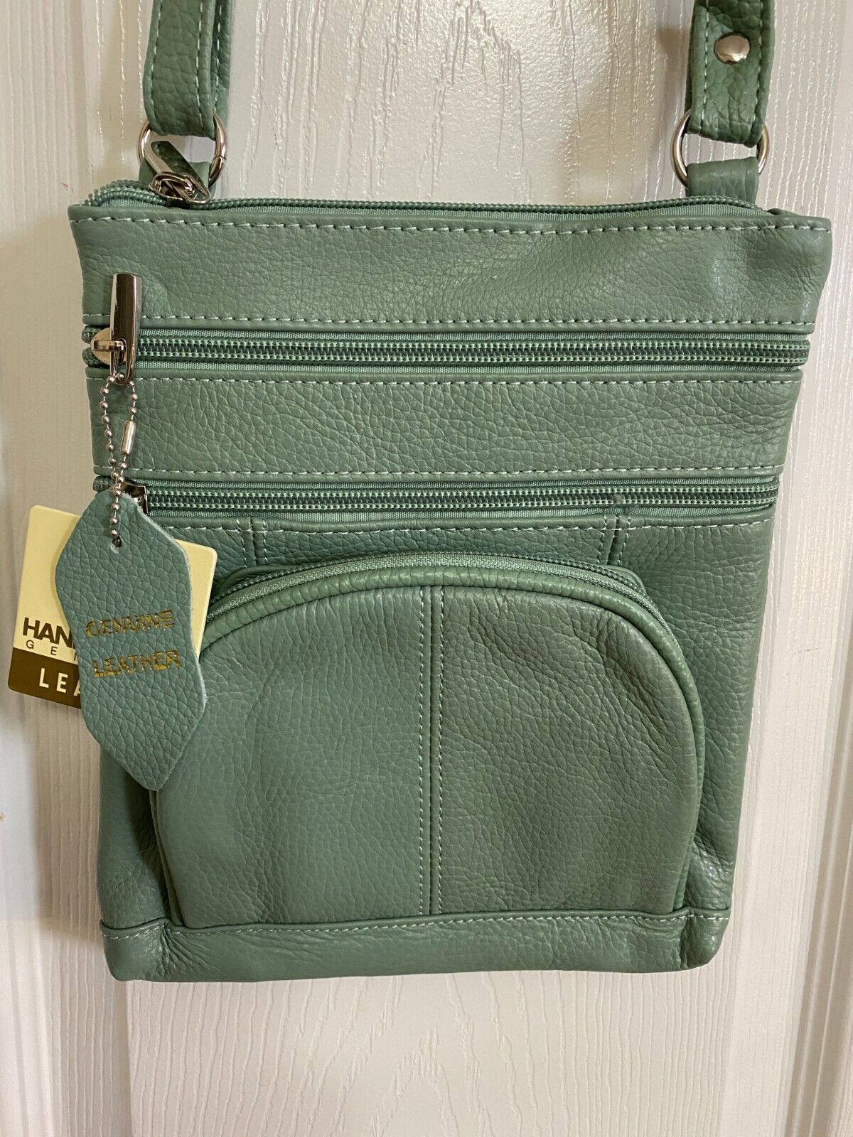 14 COLORS - Roma Leathers 6 Compartment 100% CROSSBODY LEATHER BAG 9.5" X 7.5"