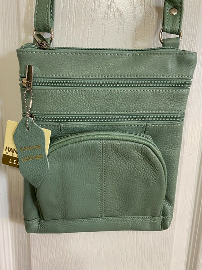 14 COLORS - Roma Leathers 6 Compartment 100% CROSSBODY LEATHER BAG 9.5" X 7.5"