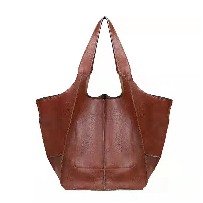 Women Large Capacity Soft Leather Casual Tote Shoulder Bag Retro Shopper Handb