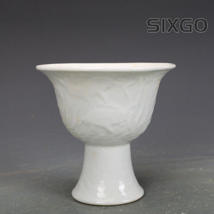 4.3" Chinese Yuan Nightlight Porcelain White Glaze Animal Dragon High Foot Cup