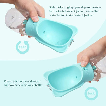 Dog Travel Water Bottle with Food Container & Leak Proof Lock