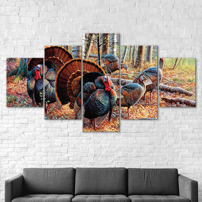 Turkey Wildlife Turkeys Animals Canvas Prints Painting Wall Art Home Decor 5PCS