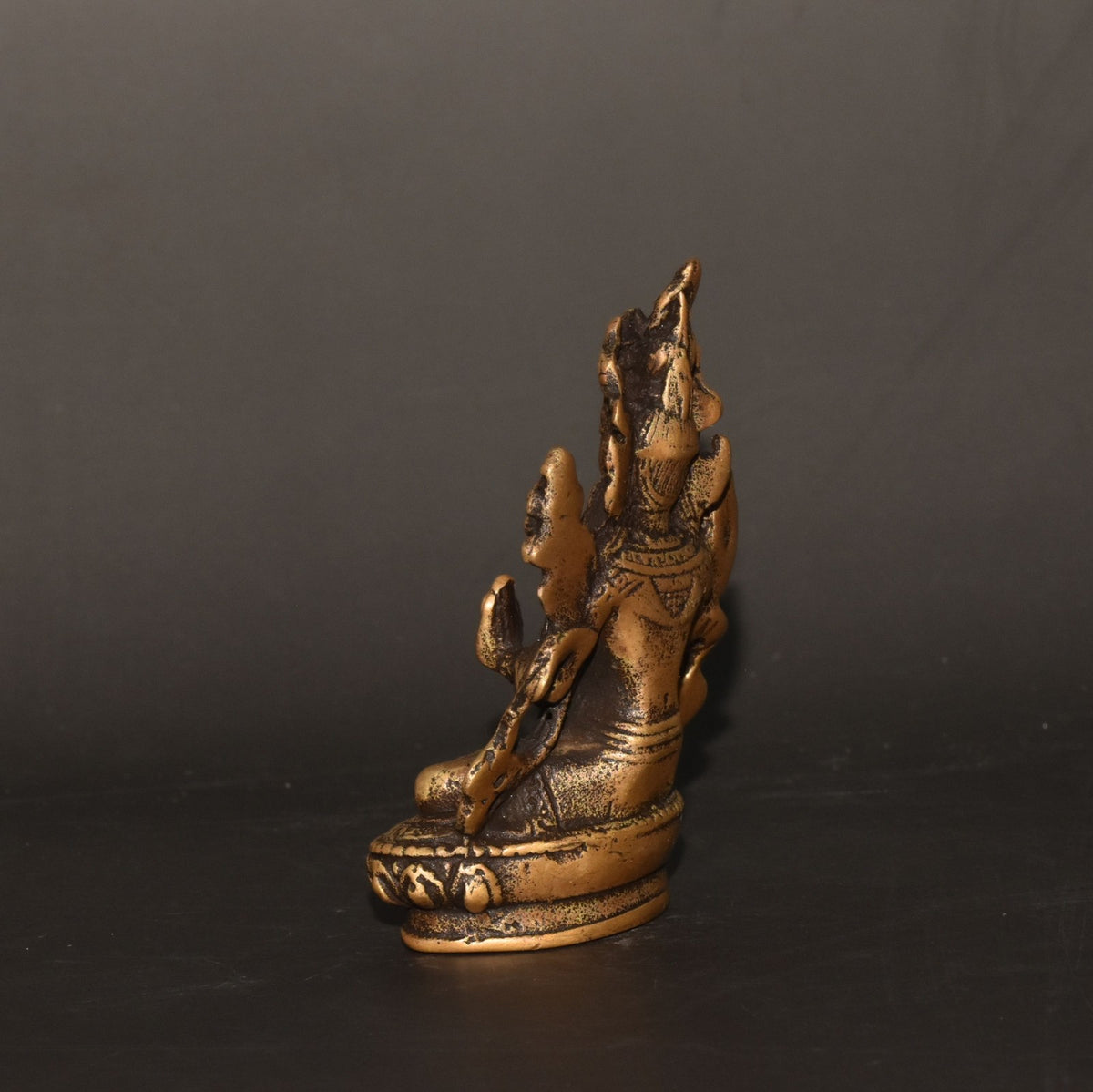 Brass White Tara Buddha Statue 2.17×3.15in 120g Tibetan Buddhist Decor