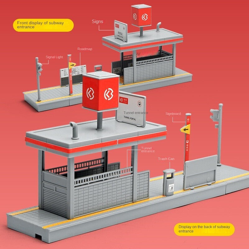 1/64 Model City Subway Station Tunnel Entrance Scene Building Model Gift