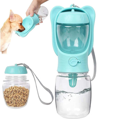 Dog Travel Water Bottle with Food Container & Leak Proof Lock