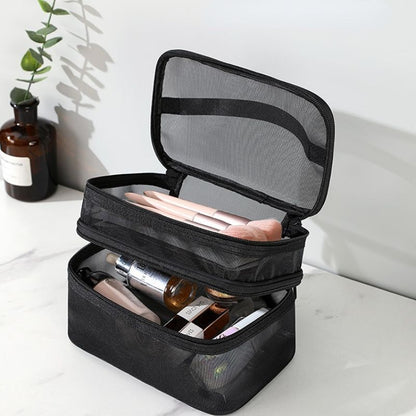 Transparent Mesh Purse Cosmetics Makeup Toiletries Traveling Organizer Bag 1 PC