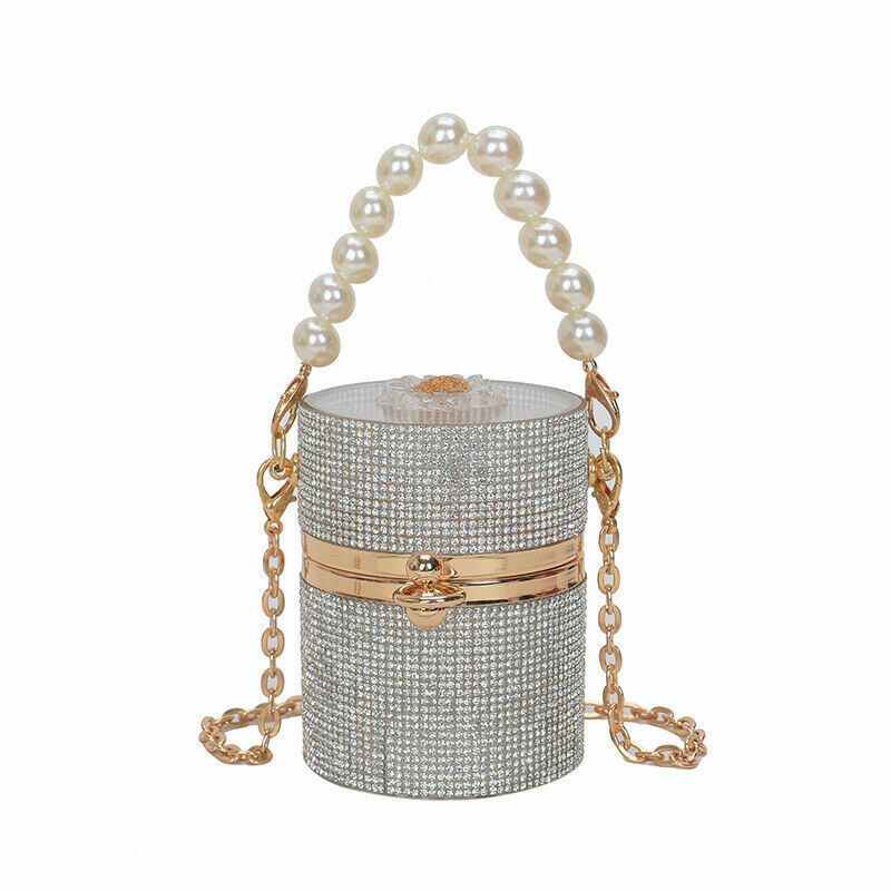 Women Crossbody Bags Metal Chain Diamond Lipstick Pouch Women Shoulder Bag