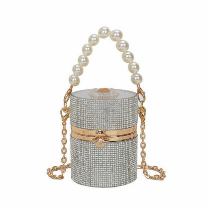 Women Crossbody Bags Metal Chain Diamond Lipstick Pouch Women Shoulder Bag