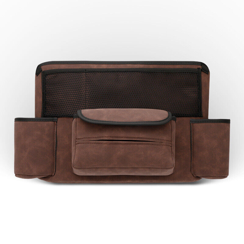PU Leather Car Net Pocket Organizer Holder Between Seat Storage Bag Tissue Box