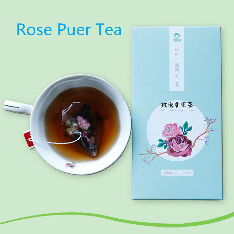 Rose Pu'er Tea Pu-Erh Black Tea Chinese Triangle Tea Bags Package 45g / 15 Bags