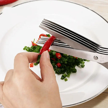 Herb Scissors Set with 5 Blades and Cover - Multipurpose Kitchen Chopping Shear