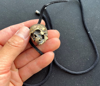 Chinese Brass Skull head Statue Pendant Chain netsuke figure fengshui not cord