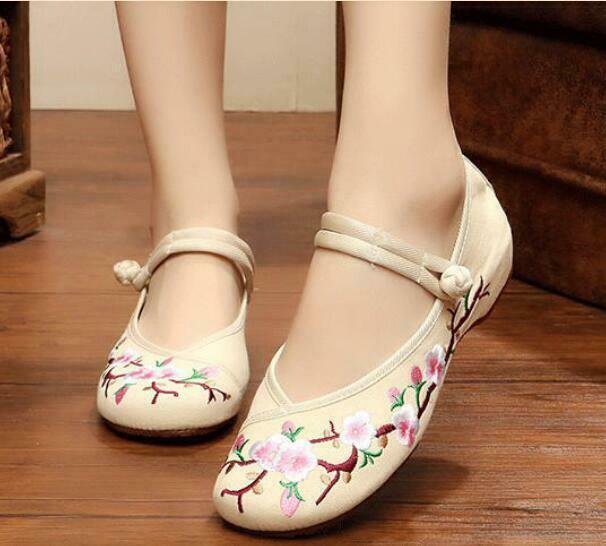 Retro Ethnic Women Embroidered Dragon Slipper Loafer Mary Janes Flat Shoes New