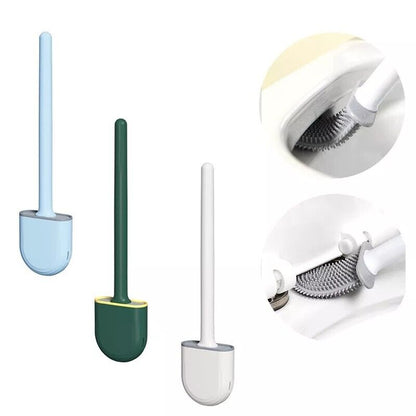 Cepillo De Inodoro con Soporte Colgante de Pared Escobilla Flexible para Limpiez